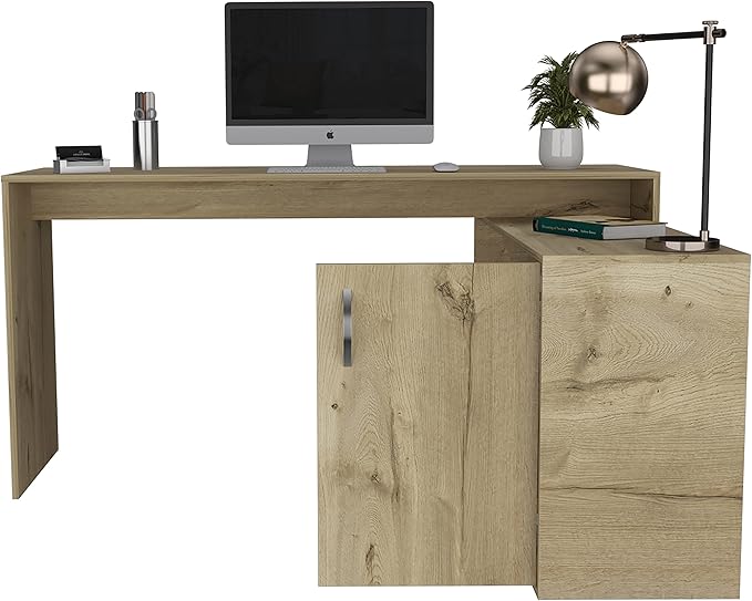 L-Shaped Desk Extended Desk Computer Desk Office Desk Writing Work Study Table for Home Office Light Oak