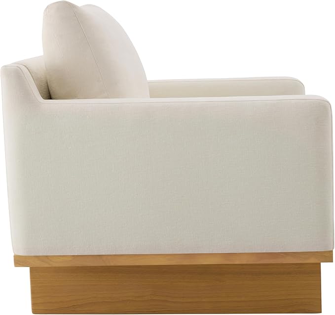 Christopher Knight Home Modern Minimalist Accent Chair with Solid Wood Frame Soft Cushions Spacious Seat Living Room Bedroom Reading Chair Beige