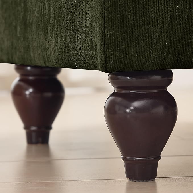 107 Modular Sectional Sofa for Living Room Comfy Chenille 3 Seat Couch with Detachable Ruffled Skirt Flared Arms Spindle Legs Traditional Sofa for Living Room Apartment(Green)
