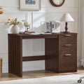 LEYAOYAO Office Desk 48 with 3 Drawers Storage File Cabinet Wood Fluted Desk for Computer Office Bedroom Home Furniture Walnut