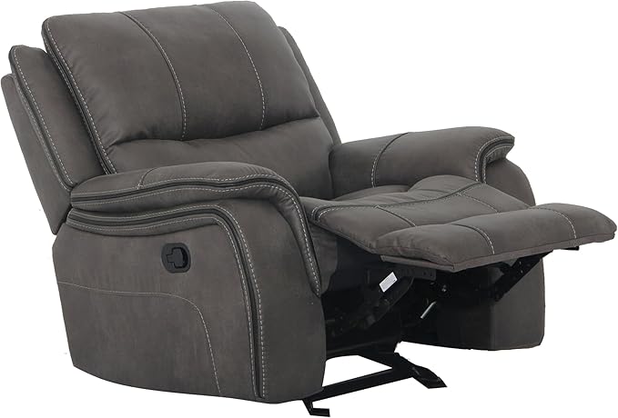 Furniture of America Rock Haven Fabric Upholstered Power Recline Chair with Pillow Top Arms for Living Room Home Office Dark Gray