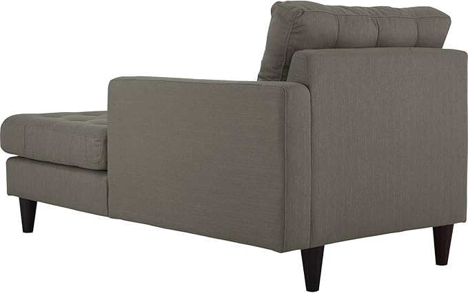 Modway Empress Mid-Century Modern Upholstered Fabric Right-Arm Chaise Lounge in Granite