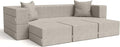 Jaxx Zipline Convertible Sleeper Sofa &amp Three Ottomans/California King-Size Bed Dove Grey
