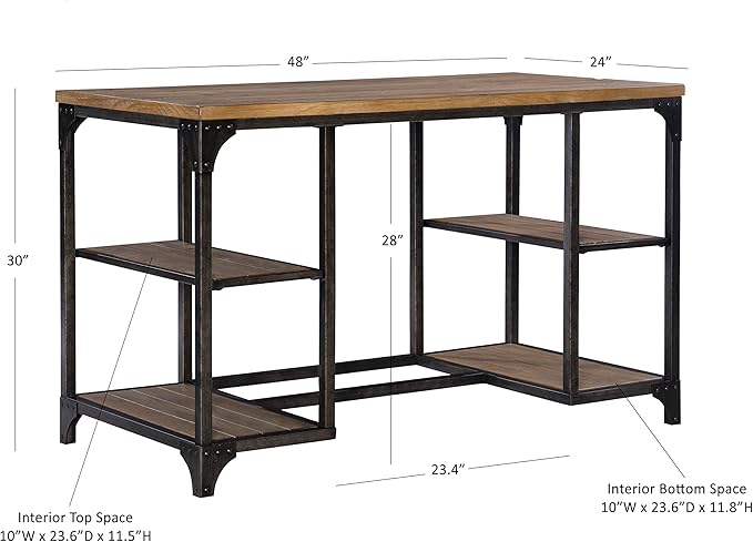 Powell Furniture Benjamin Metal Base Desk Driftwood