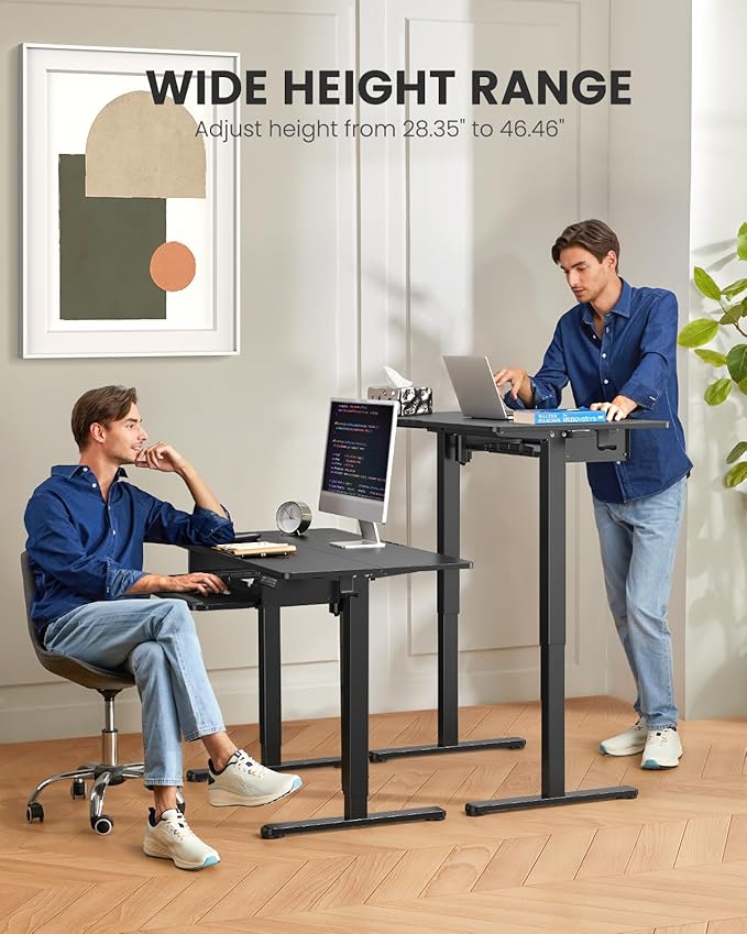 ErGear Large Electric Standing Desk with Keyboard Tray 63x28 Inches Adjustable Height Sit Stand Up Desk Home Office Desk Computer Workstation Black