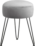 LUE BONA Vanity Stool Gray Vanity Stools for Makeup Room Round Ottoman Foot Stool Velvet Footrest Vanity Chair for Bathroom Vanity Bedroom Living Room Entryway Offices 300lbs