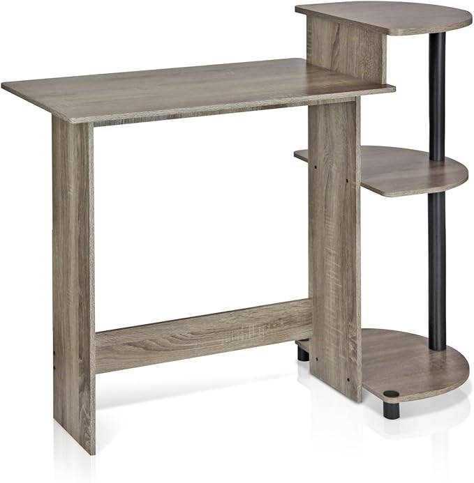 Furinno COMPACT Desk 28.5 Wide Gaming Desk with Shelves Computer Desk with Book Shelf Office Desk for Home Office Study Room Dorm Bedroom French Oak