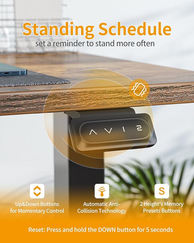CubiCubi Electric Standing Desk 48 x 24 Inches Height Adjustable Sit Stand Desk Ergonomic Home Office Computer Workstation Rusticbrown