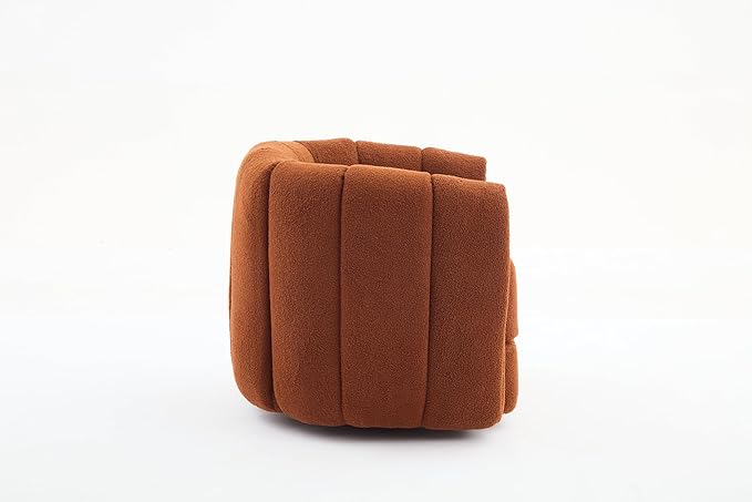 Swivel Accent Chair for Livingroom Teddy Fabric 360 Degree Round Swivel Barrel Armchair Wide Upholstered for Living Room Bedroom Reading Waitingroom (Brown)