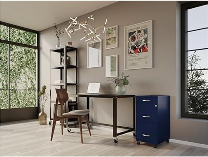 Mobile File Cabinet 3 Drawer Metal Mobile File Cabinet with Lock Letter Size Partially Assembled