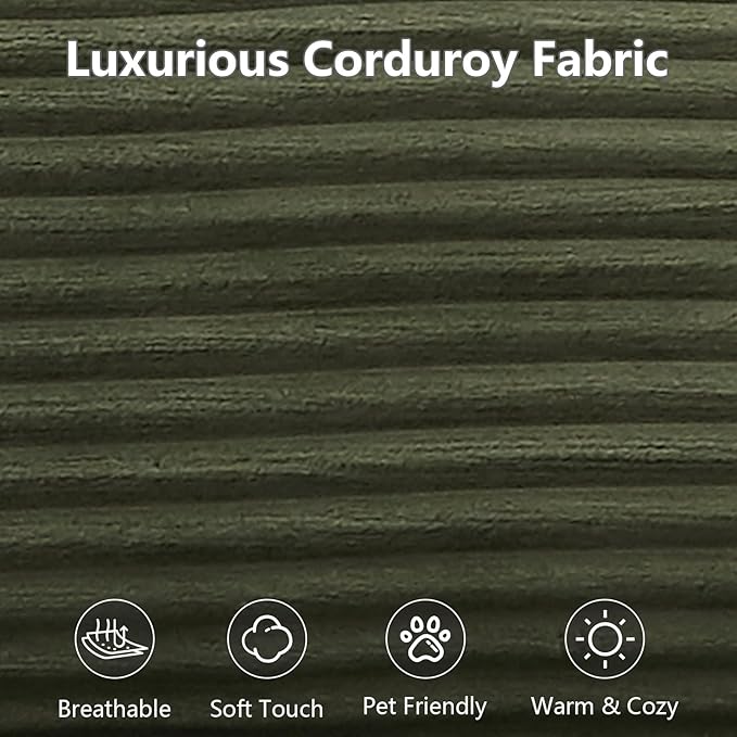 103 Cloud Sectional Couch with Chaise Lounge L Shaped Modular Modern Sofa Comfy Corduroy Fluffy Sofa with Deep Seat No Assembly Required Foam Couch for Living Room(Green Right Facing Chaise)