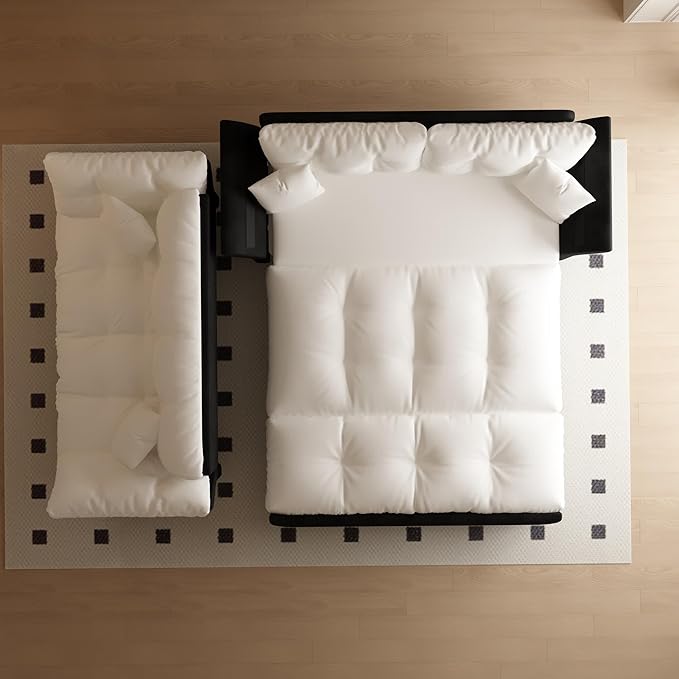74.8'' Pull Out Sofa Bed Queen Convertible Sleeper Sofa Couch Velvet Loveseat Recliner Comfy Cloud Futon Couch for Living Room Apartment Small Space Bedroom RV Beige