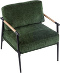 Modern Accent Chair Lounge Arm Chair Upholstered Armchair with Plush Cushions Single Chairs with Metal FrameWooden Armrest - Perfect for OfficeLiving RoomBedroomGreen