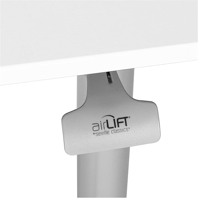Seville Classics Airlift Height Adjustable Pneumatic Laptop Sit Stand Desk Mobile Rolling Cart Computer Workstation for Home Office Classroom White 28 Premium Desktop (New Model)