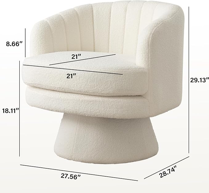 INZOY Swivel Accent Chair with Armrest Set of 2 Sherpa Teddy Barrel Vanity Chairs Modern 360 Degree Swivel Chair with Curve Back Armchair for Living Room Bedroom Small Spaces (Beige)