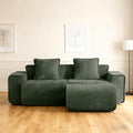 Casaphoria Green Velvet Modular Sofa L-Shaped 2 Seater Sectional with Ottoman &amp 2 Removable Pillows No Assembly Required 78.74 Inch Sofa for Small Apartments &amp Living Rooms