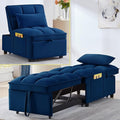 4 in 1 Sleeper Chair with Pullout BedConvertible Lazy Sleeper Sofa Chair withStorage Pockets &amp Adiustable Backrest forLiving Room (Navy)