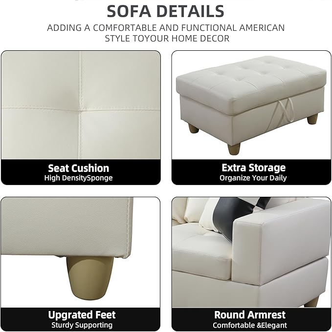 L Shaped Sectional Couch with Storage Ottoman Modern Nailhead Comfy Lounge Sofa with Reversible Cup Holder &amp Chaise 97 4 Seat Modular Sofá for Living Room Apartment Amaranth