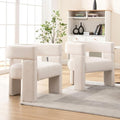 Modern Barrel Accent Chairs Set of 2 Beige Fabric Upholstered Armchairs Comfy Living Room Chairs Side Sitting Chairs for Bedroom Reading