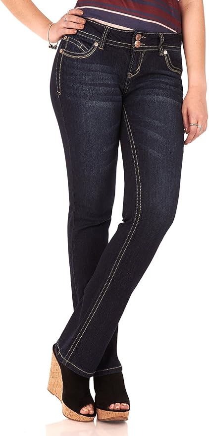WallFlower Luscious Curvy Bootcut Jeans for Women Mid-Rise Insta Stretch Denim Size-Inclusive Juniors Jeans