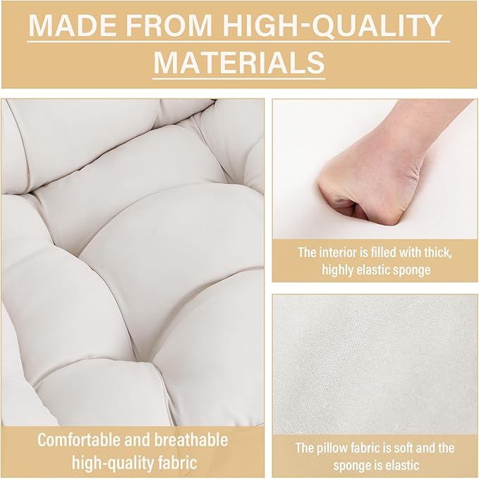 Lazy Chair with Ottoman Comfy Reading Lounge Chair with Footstool &amp Throw Pillow Modern with Armrests &amp Side Pocket for Living Room Bedroom Dorm Room Beige