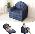 2-in-1 Folding Sofa Bed with Back Support 75 D x 34 W Convertible Futon Sleeper Chair for Adult Fold Out Bean Bag Floor Foam Lounger Couch for Living Room Bedroom Small Space Navy Blue