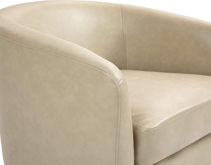 Lumibee Swivel Accent Chair Faux Leather Swivel Barrel Chair for Living Room Modern Comfy Upholstered Round Armchair Single Sofa Chair for Bedroom Club-Cream