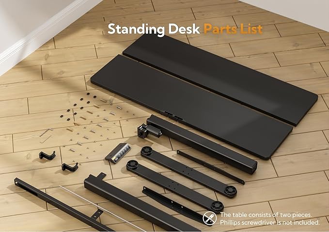 Seang Electric Standing Desk Adjustable Height with 3 Memory Presets 55x24 Inch Sit Stand with Splice Board for Home Office Computer Workstation Black Frame/Black Top