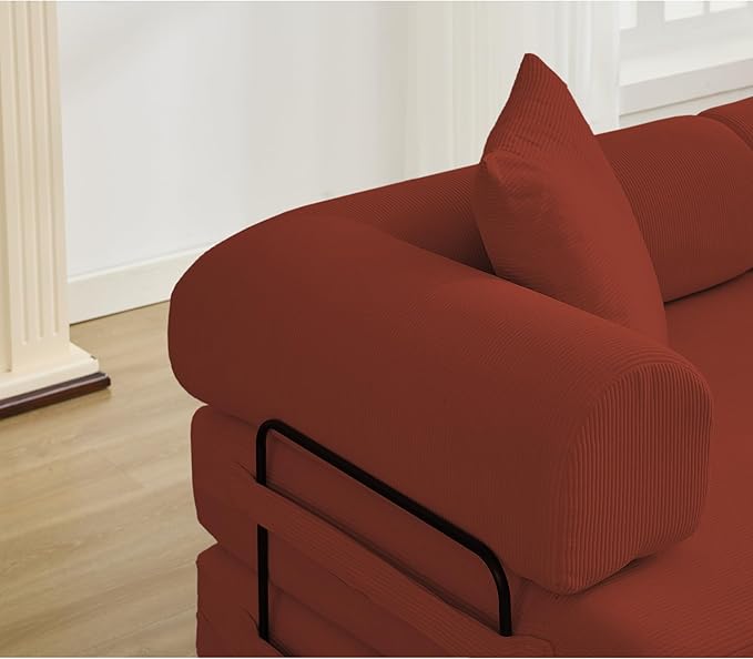 MYFUNSHOP Sleeper Sofa Bed4-in-1 Convertible Folding Boneless CouchFoldable Love Seat with Pillow Corduroy Floor Futon Couch for Living RoomBedroomLounge Studio