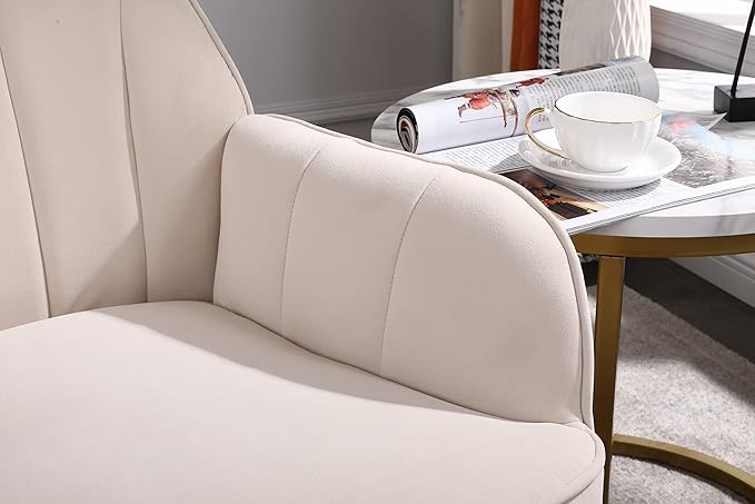 Modern Mid Century Chair Velvet Sherpa Armchair for Living Room Bedroom Office Easy Assemble(Beige)