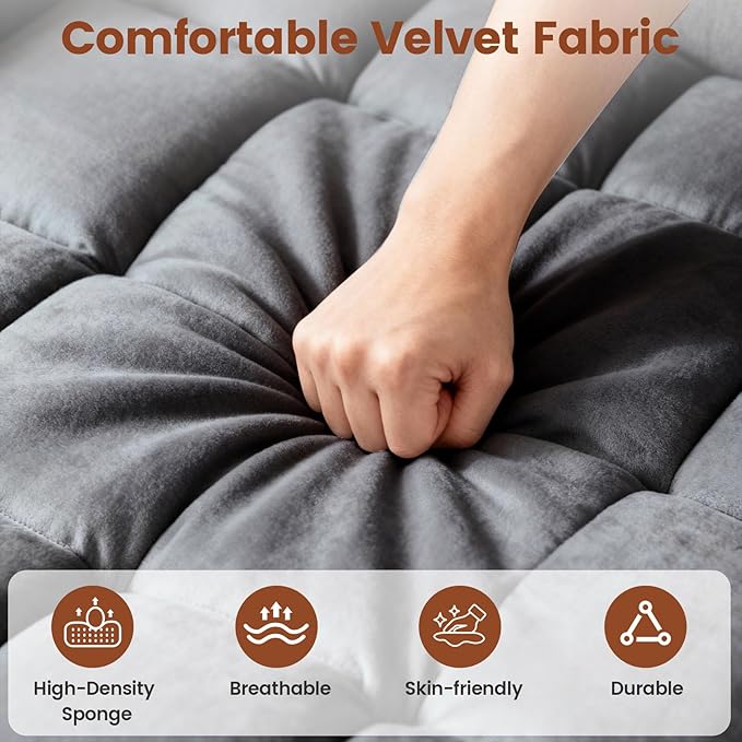 Convertible Sleeper Chair Pull Out Chair Sleeper with Bracket and Cup Holder Chairs Bed Sleepers for Adults 3 in 1 Sofa Bed Chairs for Small Spaces Living Room Gray