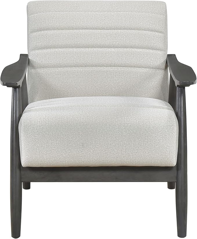 Casual Transitional Chair with Pearl-hued Fabric Upholstery and Dark Gray Frame Solid Wood Design for Living Room Comfort