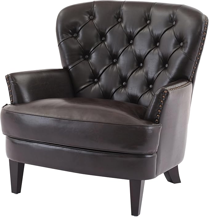 Merax Modern Accent Chair Upholstered Living Room Armchair Comfy Reading Chair Mid Century Chair for Living Room Bedroom Black