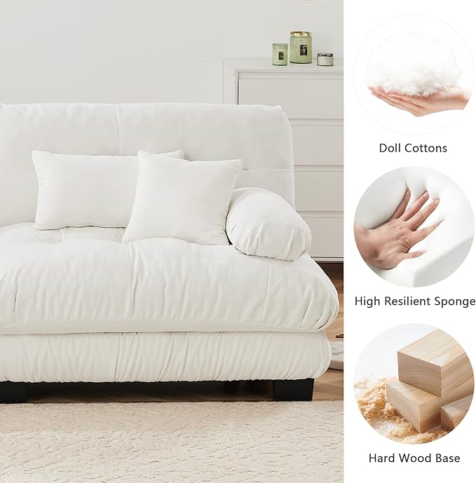 Chenille Upholstered Couches Ottoman for Oversized Modular Sectional Sofa White
