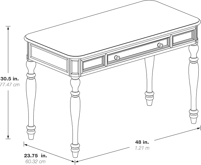 OSP Home Furnishings Country Meadows 48 Inch Writing Desk with Drawer Antique White