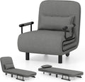Giantex Convertible Sofa Bed 3-in-1 Folding Sleeper Chair with 5-Position Adjustable Backrest Wheels 2 Legs Recliner Chaise Lounge with Pillow Armchairs for Nursery Living Room Office (Gray)
