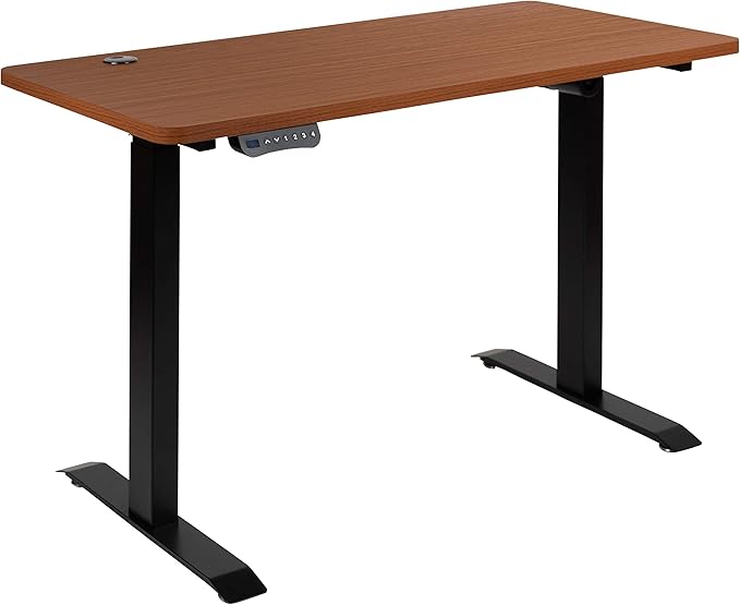 Flash Furniture Tanner Electric Height Adjustable Standing Desk - Table Top 48 Wide - 24 Deep (Mahogany)