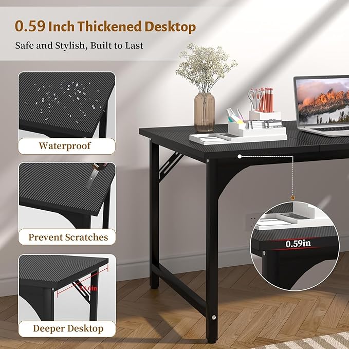 Computer Desk 55 Inch Home Office Desks Office Desk for Gaming Writing Study Work Study Table with Large Legroom Computer Desk with Metal Frame Modern Simple Home Office Desk for Bedroom