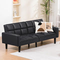 COMHOMA 76 inch Futon Sofa BedMid Century Modern Futon Couch with Adjustable BackrestFabric Convertible Sofa CamaFolding Sleeper Sofa for Living RoomBedroom (Black)
