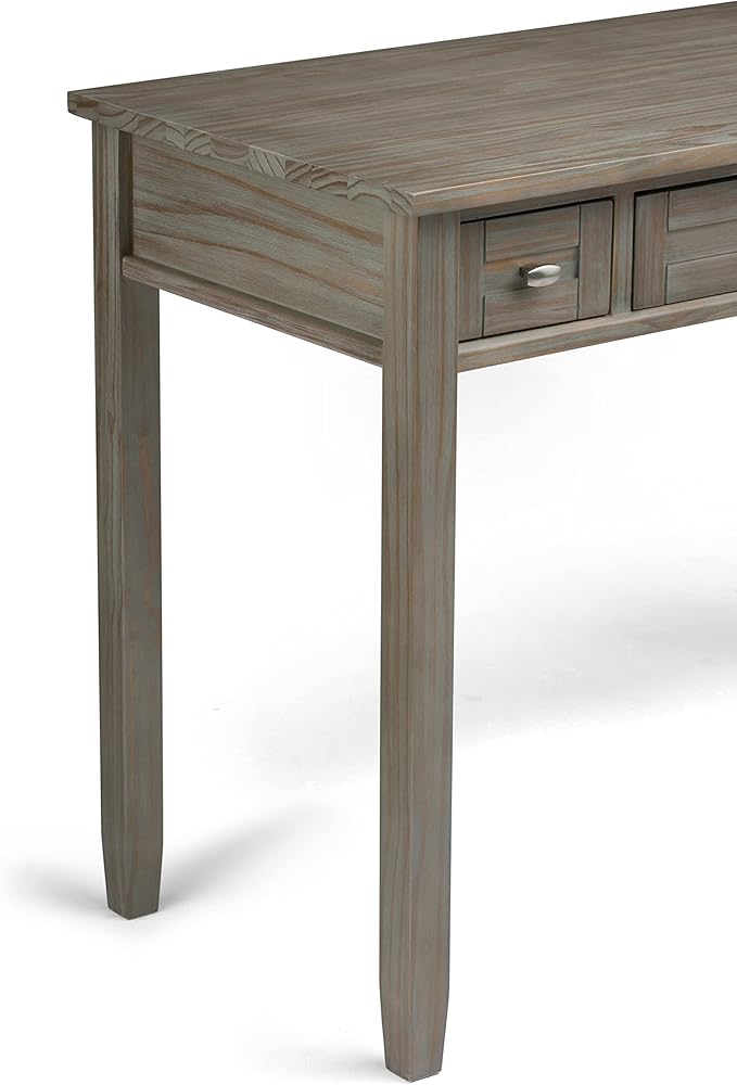 SIMPLIHOME Warm Shaker Desk - 48 Inch Wide Solid Wood Writing Desk in Distressed Grey Transitional Home Office Computer Table for Workspace or Study with Flip-Down Keyboard Tray and 2 Drawers