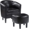 Convenience Concepts Take a Seat Churchill Accent Chair with Ottoman Black Faux Leather
