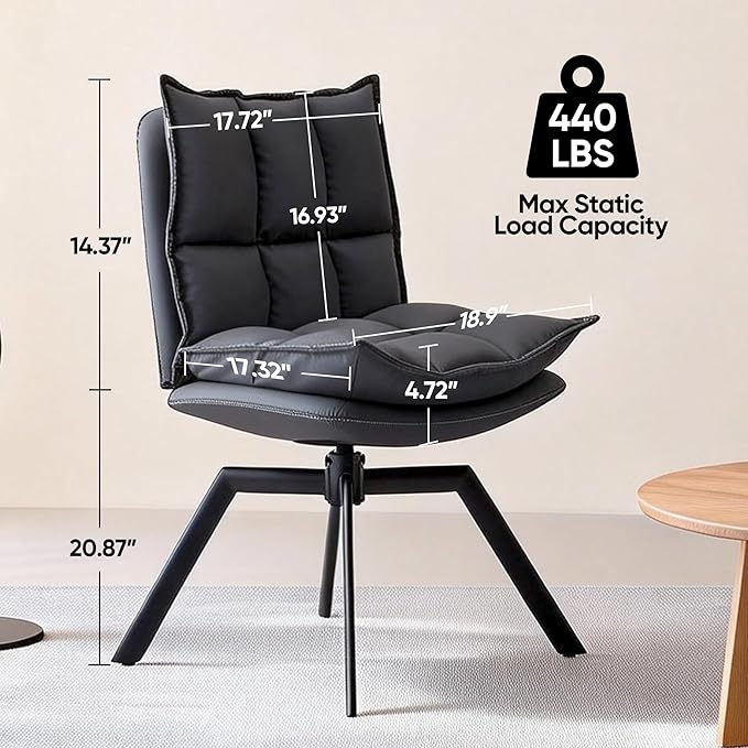 KEEZY Modern Accent Chair Set of 2 Cat-Scratch Leather Vanity Chair with 360° Auto Return Swivel High Density Padding &amp Metal Legs Ideal for BedroomLiving Room andHome Office（Grey）