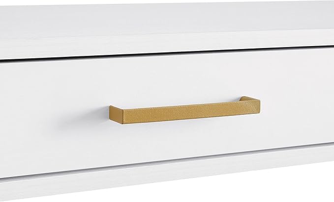 OSP Home Furnishings Modern Life Contemporary L-Shaped Desk with Large Drawer and Built-in Power Charging Port White