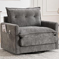 Oversized Swivel Chair 36 Chenille Swivel Armchair Accent Chair for Living Room Mid Century Modern Comfy Thick Padded Arm Chairs Grey