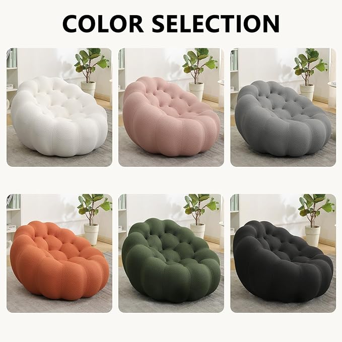 Bean Bag Grey Chair for Bedroom Small Comfy Chairs for Living Room Small Space Comfortable Corner Reading Chair for Adults/Teens No Assembly Required 350 LBS Capacity (White)