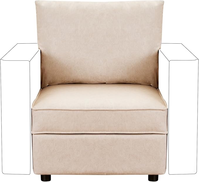 Ainfox Sectional Sofa Couches for Living Room - Convertible Armless Sofa Chair with Storage High Supportive &amp Soft Sponges Modular Sectionals Sofa for Apartment Office Small Space(Beige)