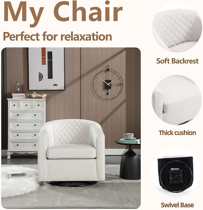 Modern Style Swivel Barrel Accent Chair with 360° Rotation and Armrests Ideal Seating Solution for Living Room Bedroom and Reading Corner