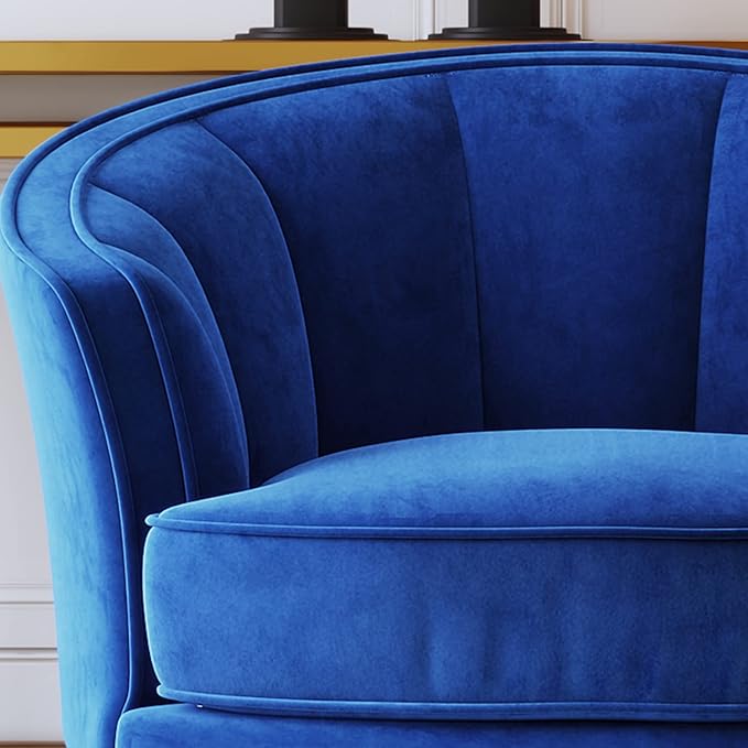 Modern Velvet Accent Barrel Chair Leisure Accent Chair Living Room Upholstered Armchair Vanity Chair for Bedroom Meeting RoomBlue
