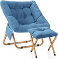 Comfy Saucer Chair Foldable Living Room Chairs Soft Faux Fur Lounge Chair for Bedroom Reading Chairs for Adults Teens X-Large (Blue)