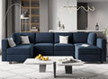 Belffin Modular Reversible Sectional Sofa U Shaped Couch with Storage Seat with Chaise Velvet Blue…